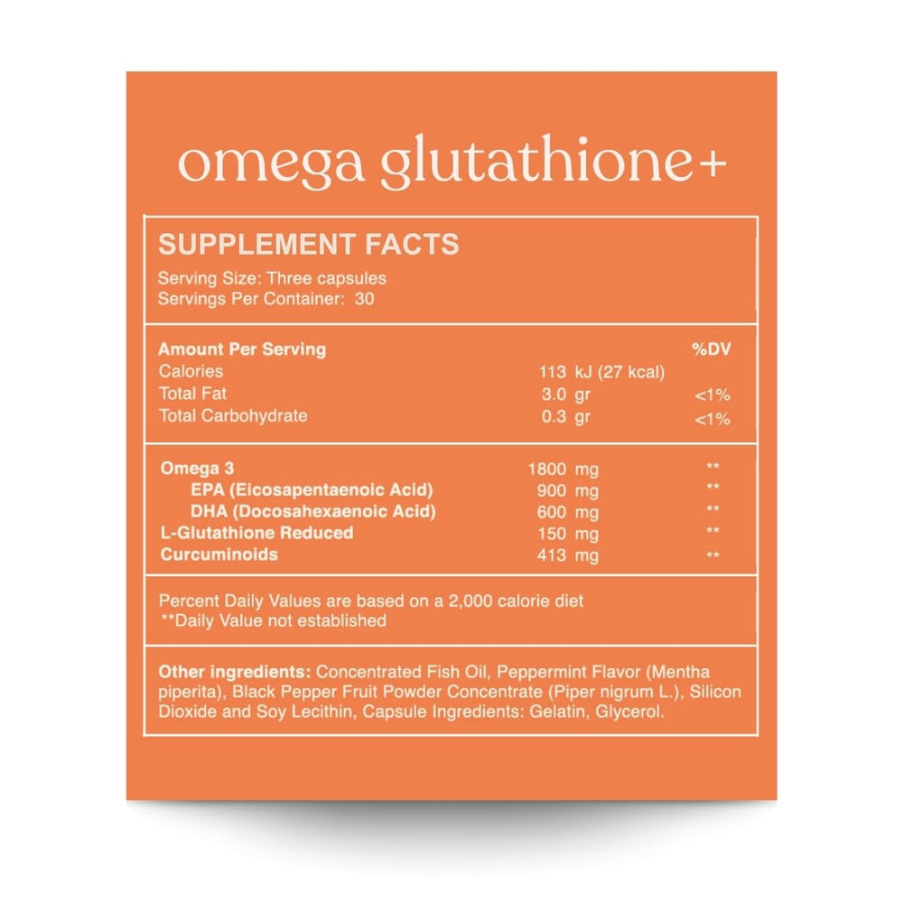 Reset Wellness Omega GLUTATHIONE+ capsules close-up for easy daily intake.