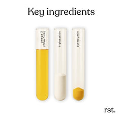 Reset Wellness Omega GLUTATHIONE+ glutathione and curcumin ingredients visual emphasizing antioxidant support.