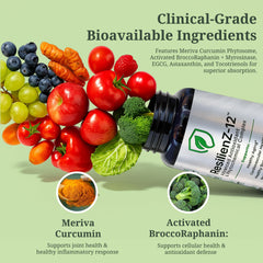 ResilienZ-12 Quercetin capsules closeup emphasizing antioxidant balance
