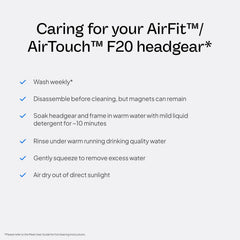 ResMed AirFit F20 headgear frame not included—pair with your existing mask frame.