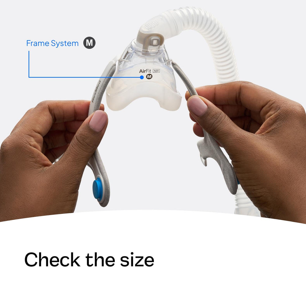 ResMed AirFit N20 swivel tube elbow: smooth connection for reliable nightly use.