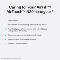 ResMed AirFit N20 headgear blue large with adjustable strap for a customizable fit.