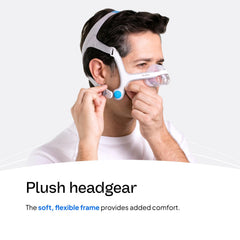 ResMed AirFit N20 headgear blue large features soft-flex fabric for all-night comfort.