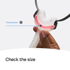 ResMed AirFit N30 frame short tube enabling compact, easy nightly setup.