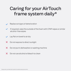 ResMed AirTouch F20 frame system ready for replacement without headgear inclusion.