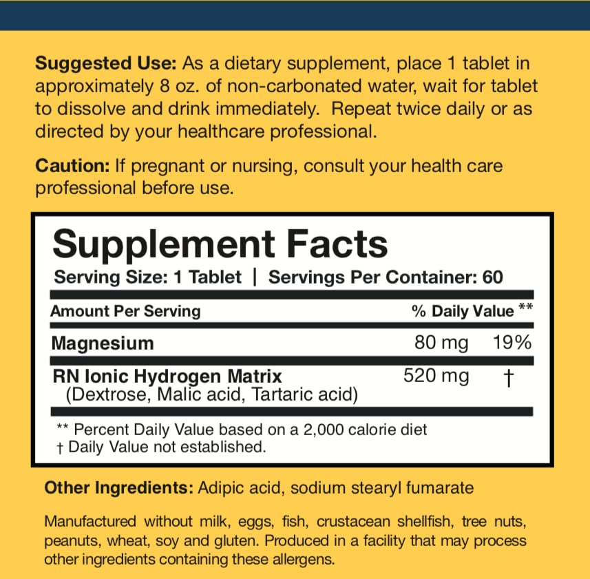Researched Nutritionals H2 Absorb label highlights quality and manufacturing transparency.