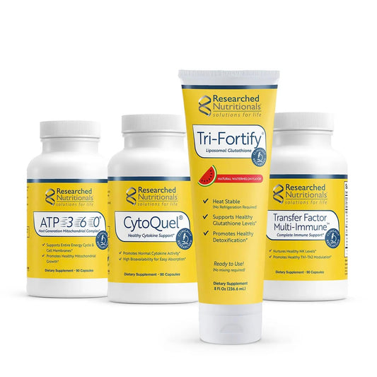 Researched Nutritionals Tri-Fortify Liposomal Glutathione bottle with watermelon flavor for optimized absorption.