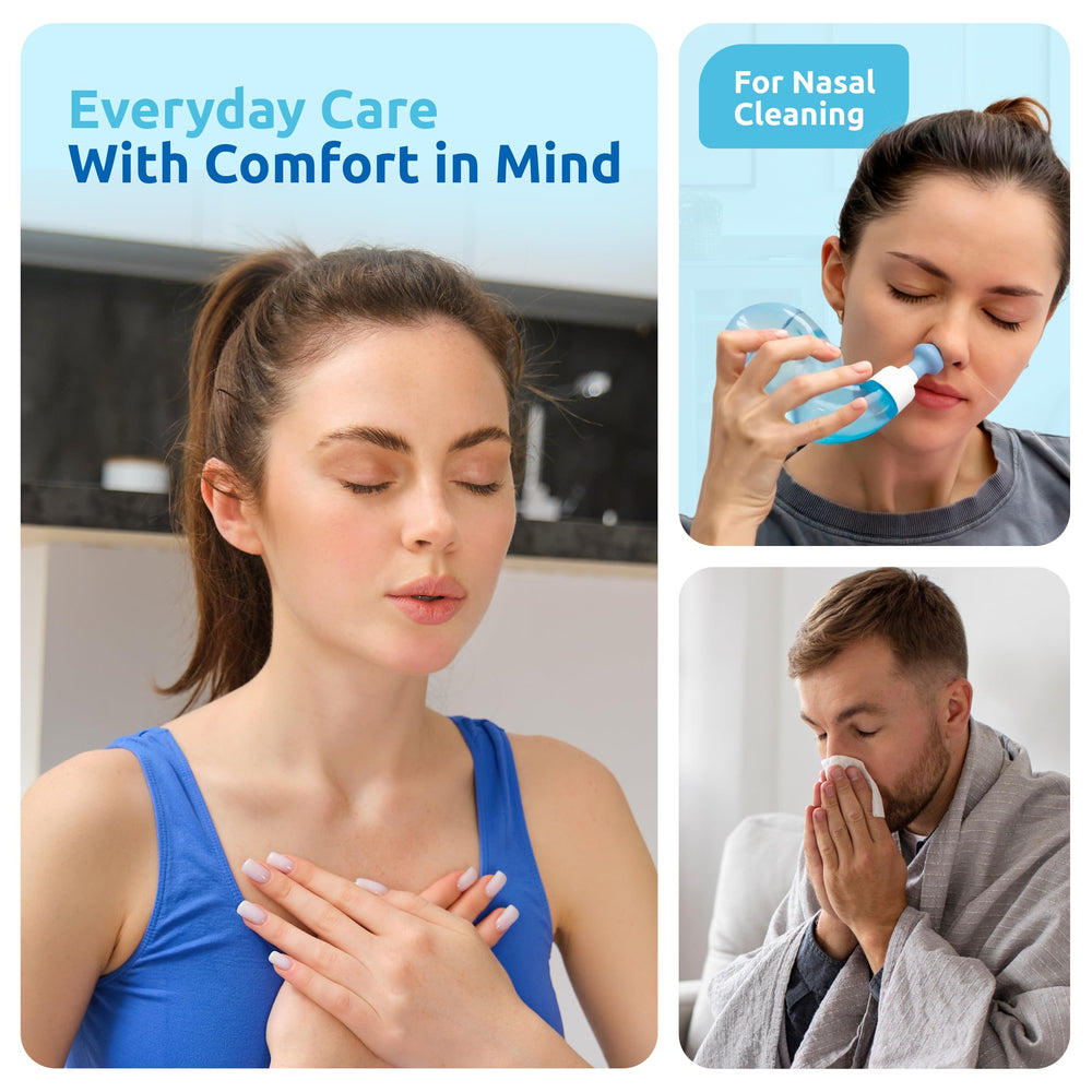Resp-Ease daily care with 60-count packaging supports routine hygiene.