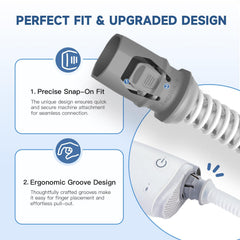RespWave hose design reduces noise for quieter nights.