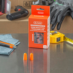 Restaurantware compact box of 200 earplug pairs for easy stocking.