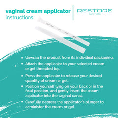 Restore Can Help compatible with Estrace, Premarin, Preseed and OTC creams for flexibility.