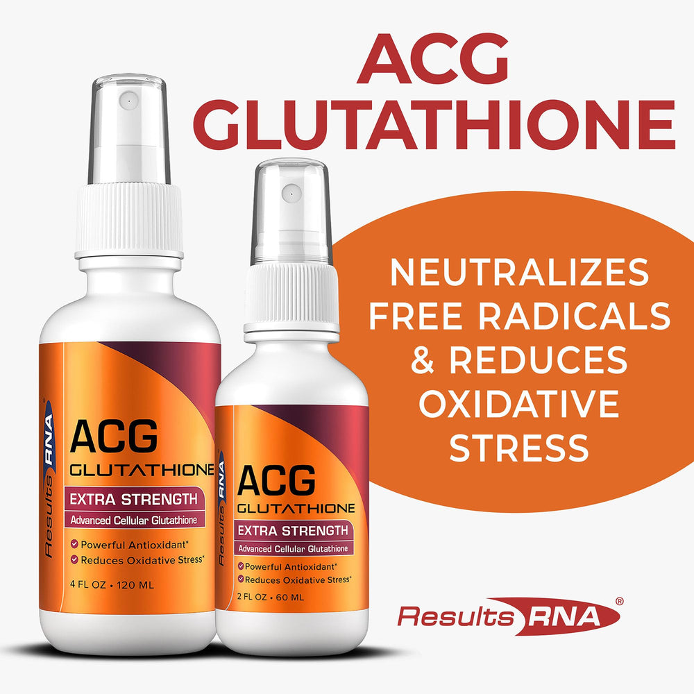 Results RNA ACG Glutathione bottle with mint flavor for antioxidant support.