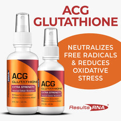 Results RNA ACG Glutathione bottle with mint flavor for antioxidant support.