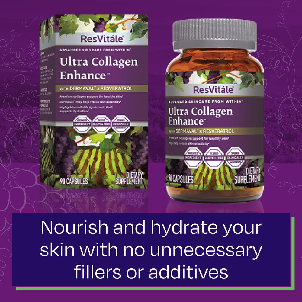 ResVitale Ultra Collagen Enhance visual implies radiant skin texture and healthy glow