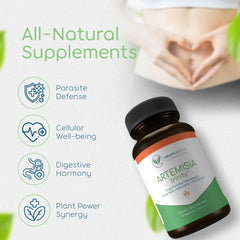 Label detail for Return Healthy Artemisia Trinity, highlighting USA-made formula.
