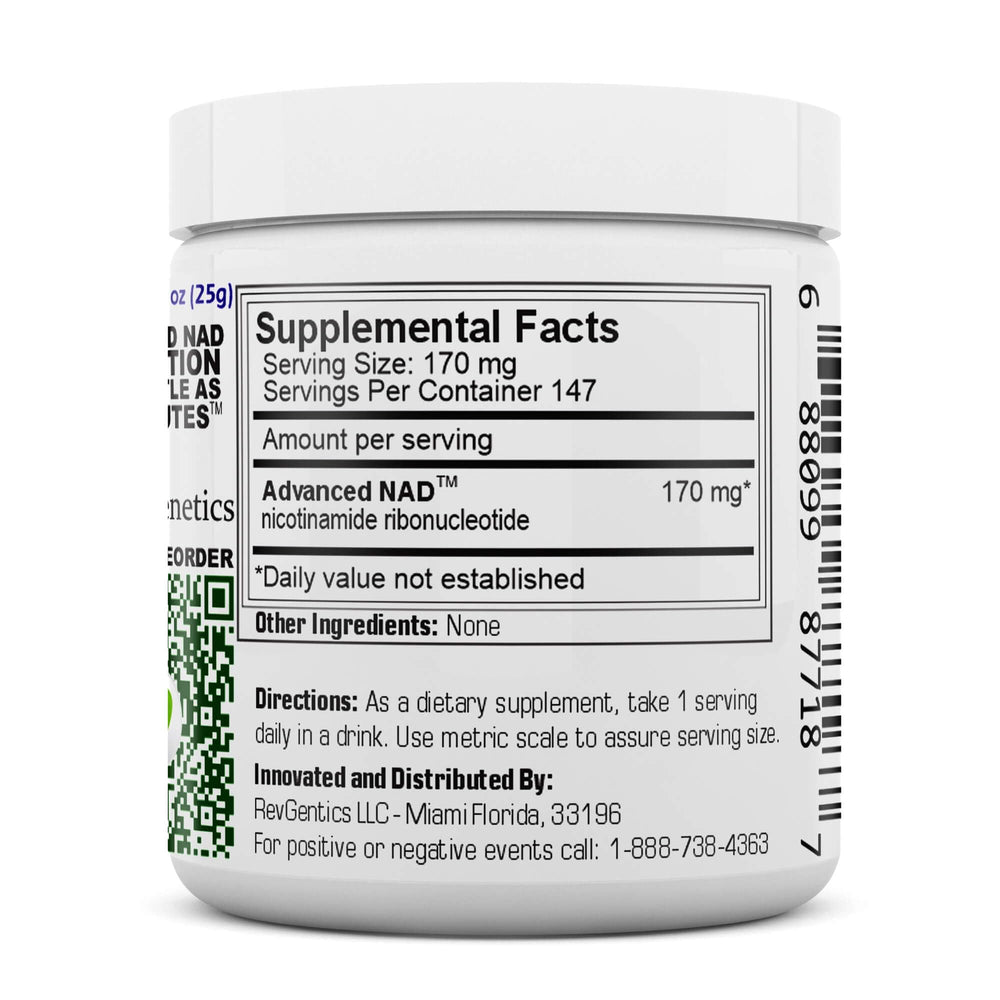 REVGENETICS NAD powder serving scoop showing measurement for consistency