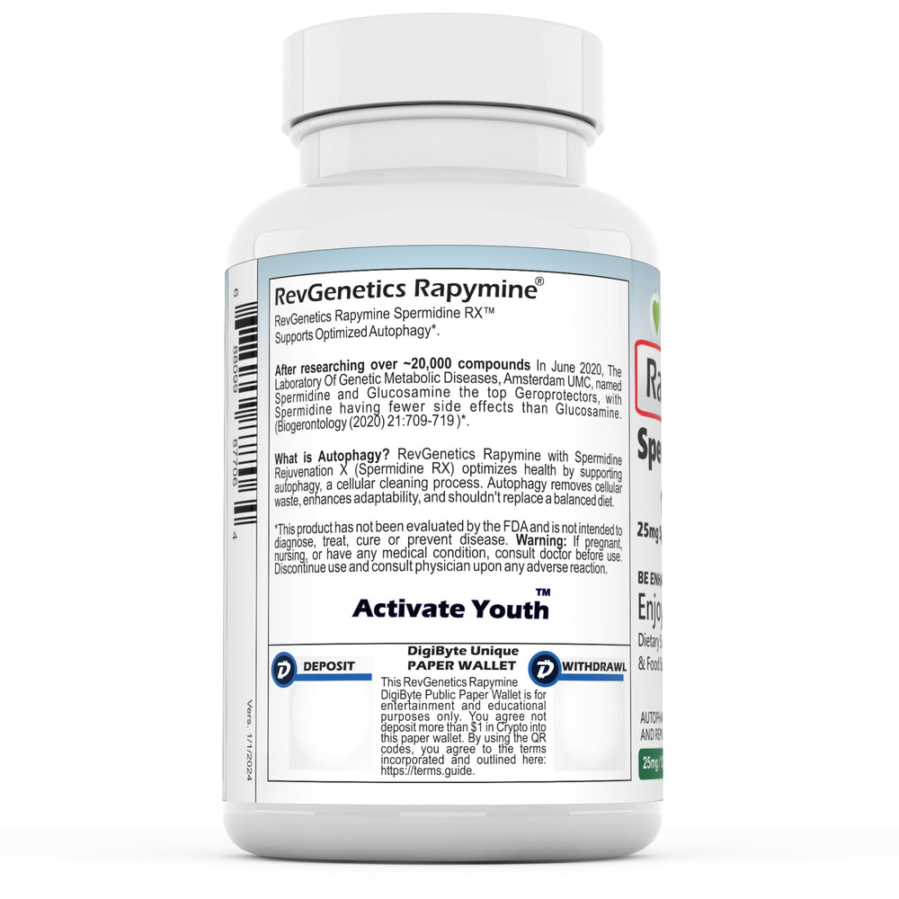 REVGENETICS Rapymine capsules close-up showing a clean label