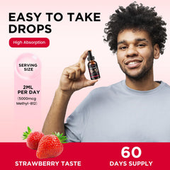 ReviNutra B12 label close-up reveals strawberry flavor and ingredients