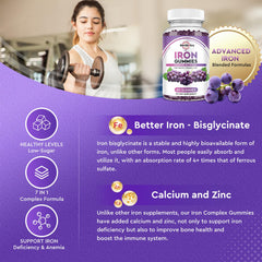ReviNutra Iron Gummies grape packaging highlights family-friendly daily iron support.