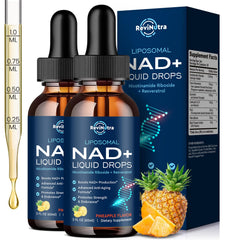 ReviNutra liposomal NAD bottle with pineapple flavor for daily energy support