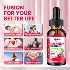 ReviNutra magnesium glycinate liquid drops pour demonstrates flexible dosing on the go.