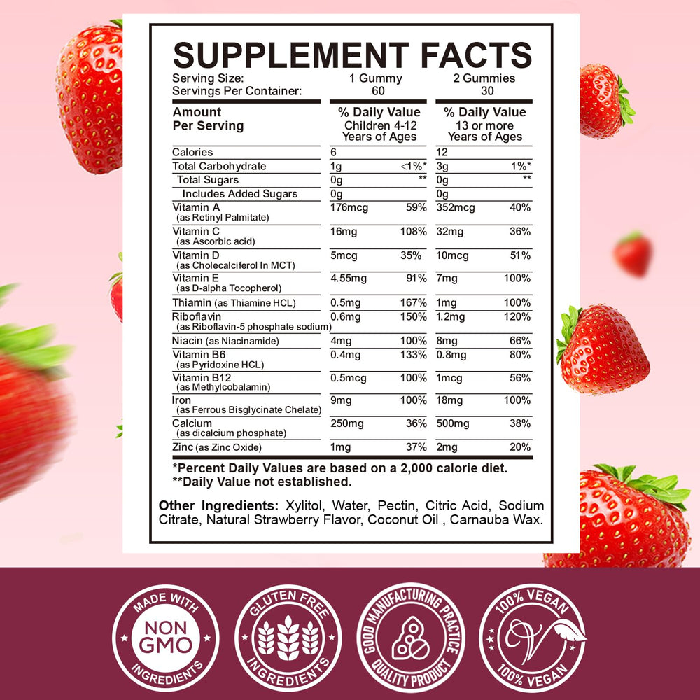 ReviNutra multivitamin gummies close-up indicates comprehensive kid nutrition
