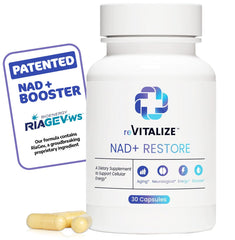 REVITALIZE NAD+ 750mg bottle front – promotes cellular energy and anti-aging support.