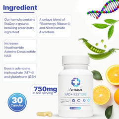REVITALIZE NAD+ bottle label confirms third-party tested quality.