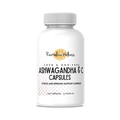 Revitalize Wellness Ashwagandha capsules bottle showing calm support and immune care