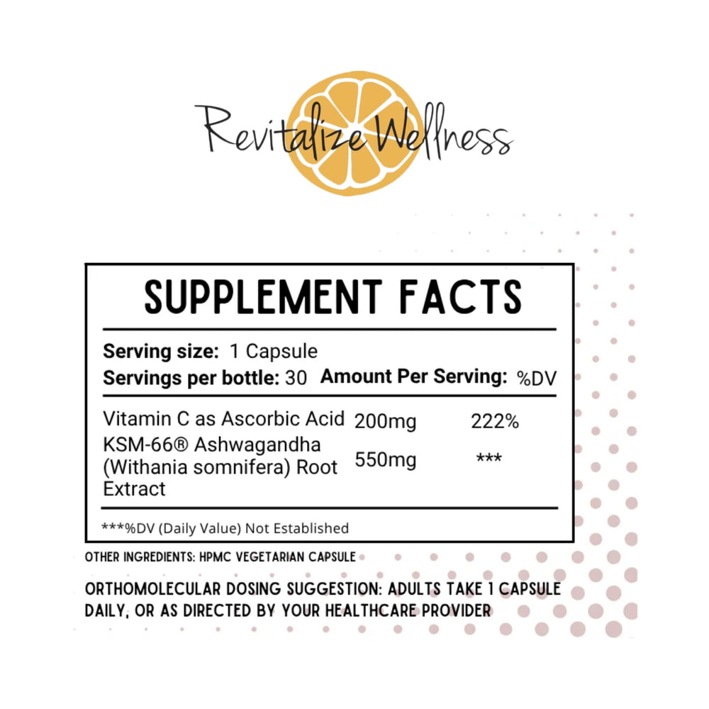 Revitalize Wellness Ashwagandha capsules close-up highlighting smooth texture and formulation