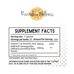 Revitalize Wellness Ashwagandha capsules close-up highlighting smooth texture and formulation