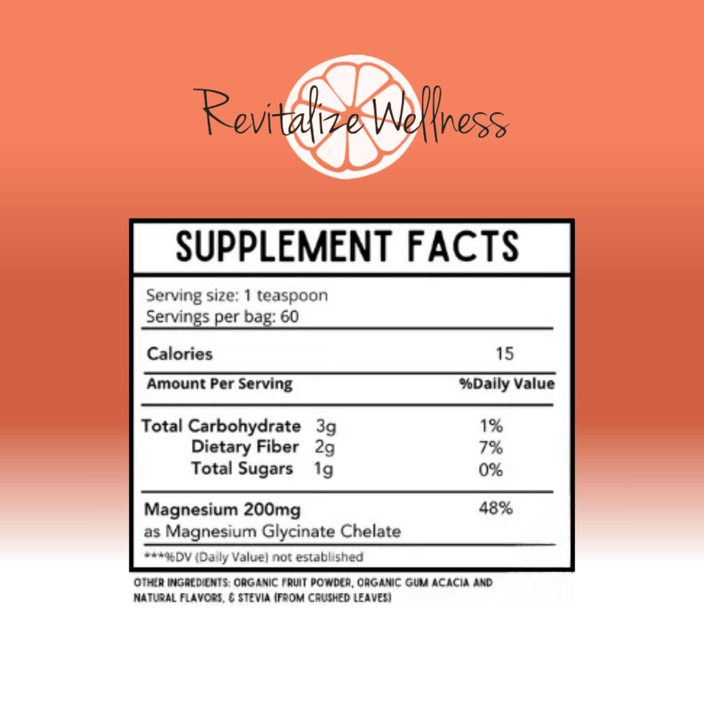 Revitalize Wellness Mag Defense label closeup highlights corn-free and GMO-free ingredients