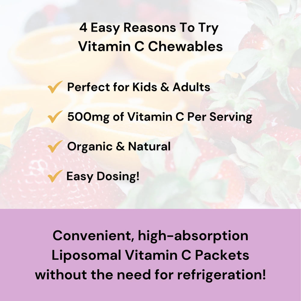 Revitalize Wellness Vitamin C chewables display highlights versatile daily use.