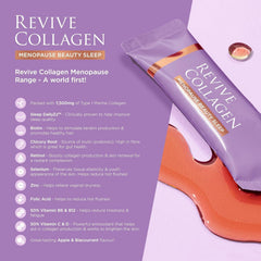 Apple and blackcurrant flavour label on Revive Collagen Menopause Beauty Sleep