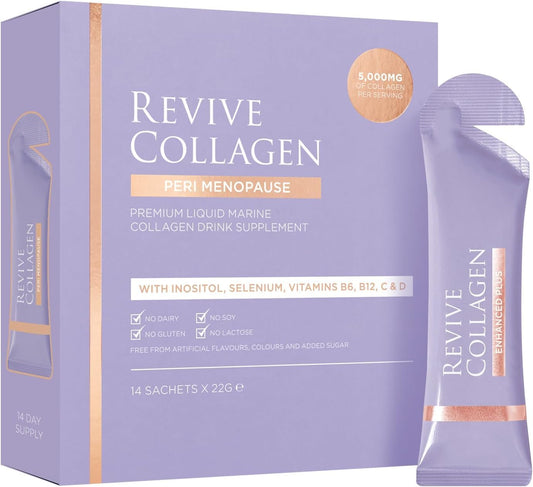 Revive Collagen bottle pouring with passionfruit flavor for skin vitality
