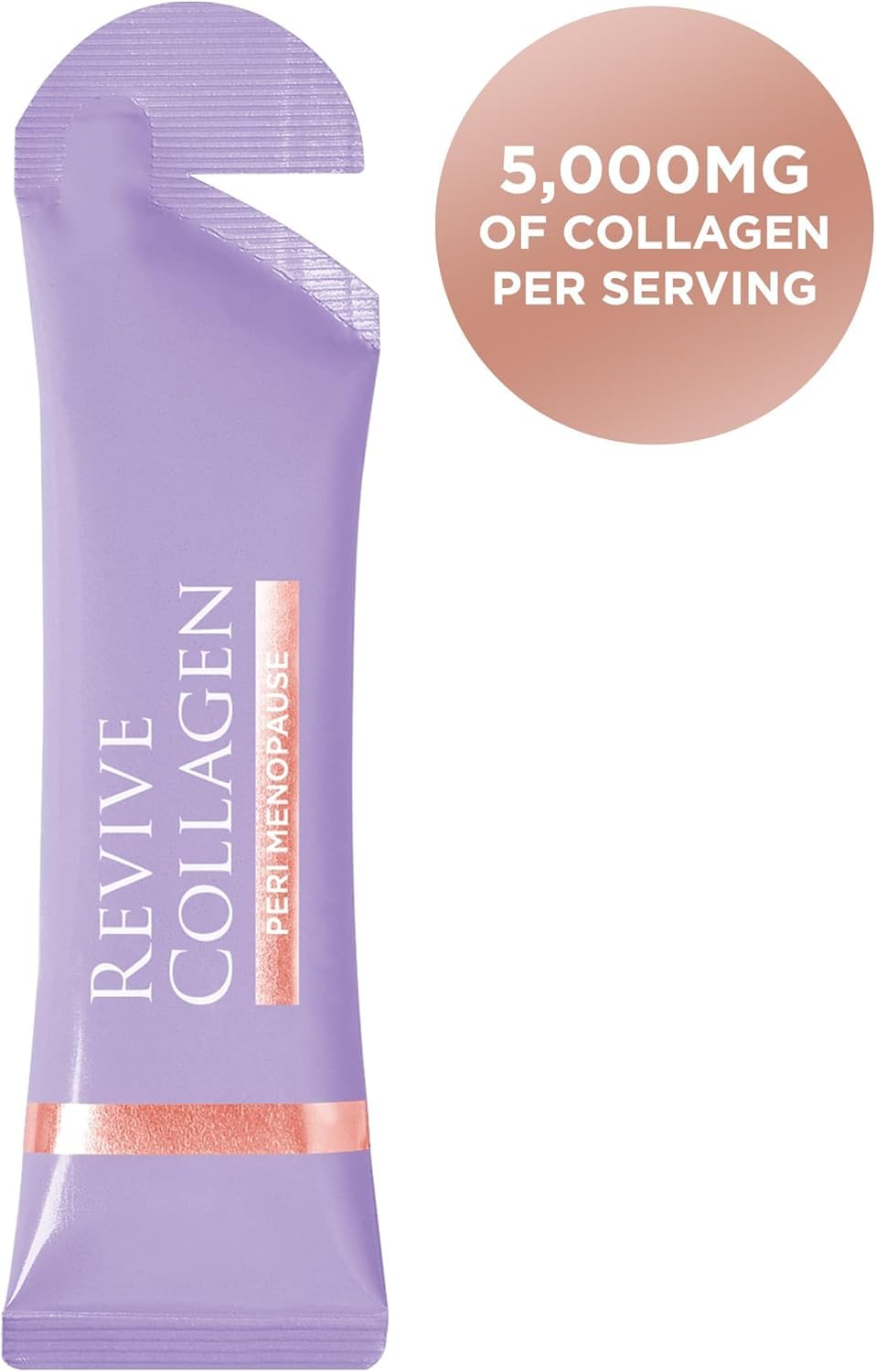 Revive Collagen Perimenopause glass-liquid demonstrates simple daily consumption for skin support.