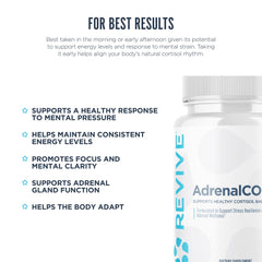 Revive MD AdrenalCORE label closeup confirms vegan and gluten-free formulation.