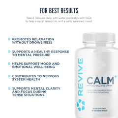 Revive MD Calm ingredients panel featuring L-Theanine and GABA.