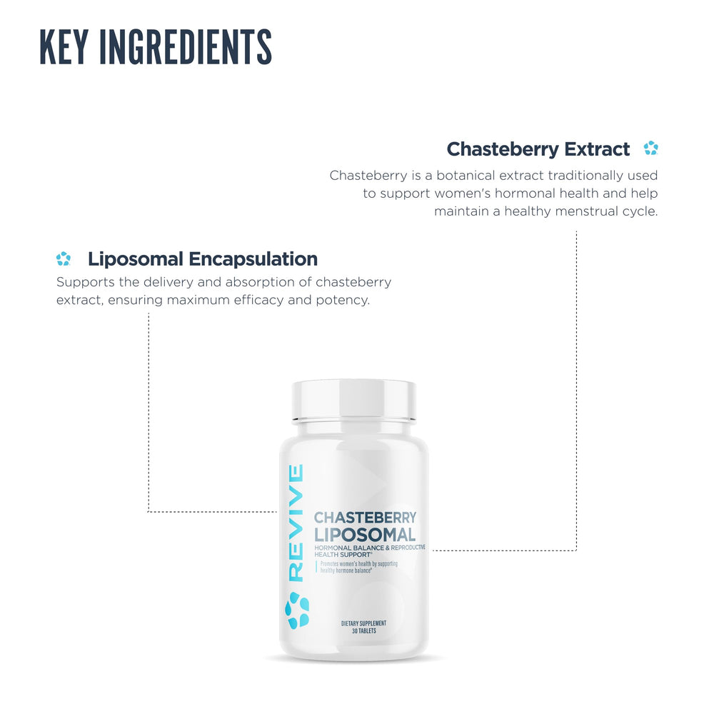 Revive MD Chasteberry bottle label closeup displays vegan and gluten-free claim.