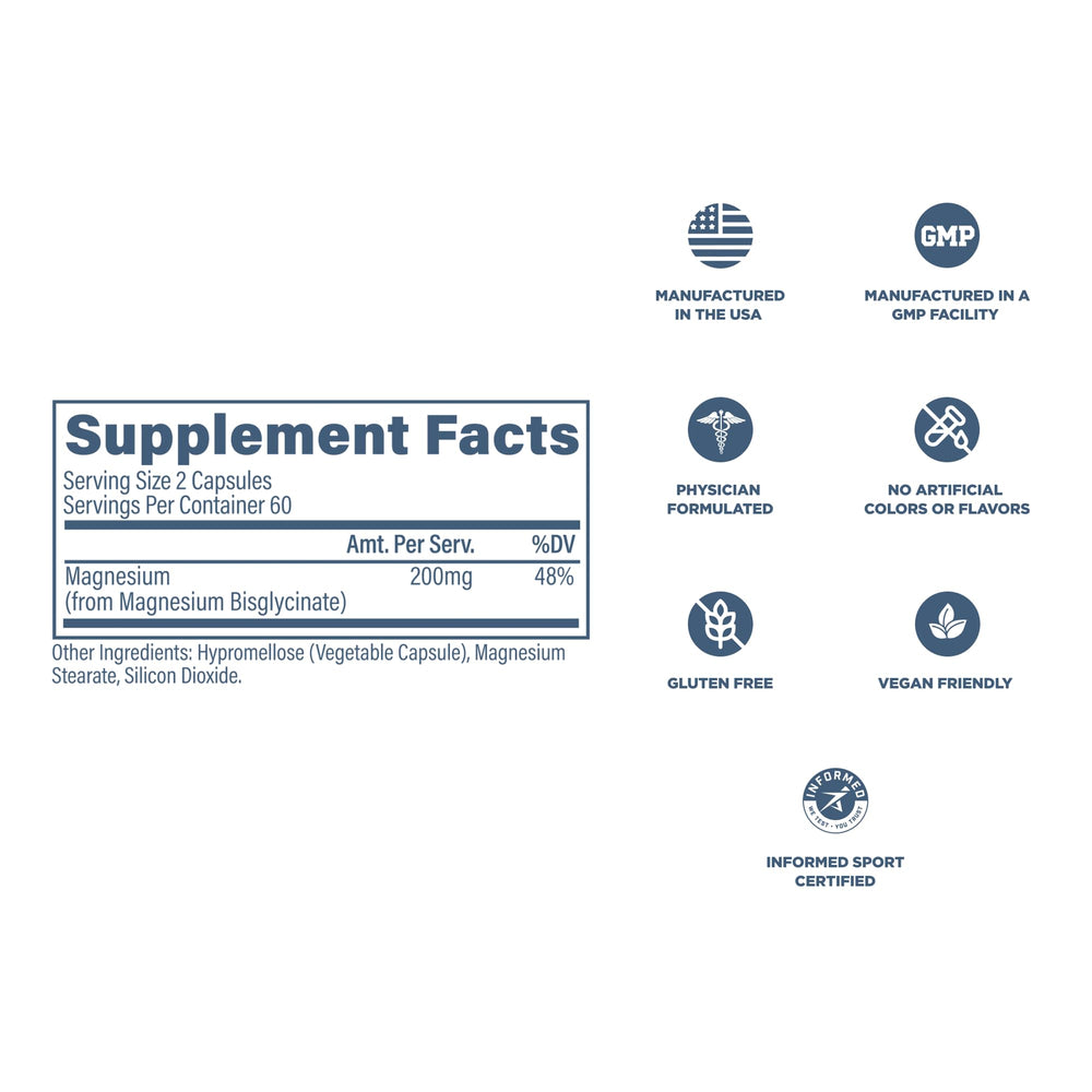 Graphic suggests bone and nerve support from Revive MD magnesium glycinate.