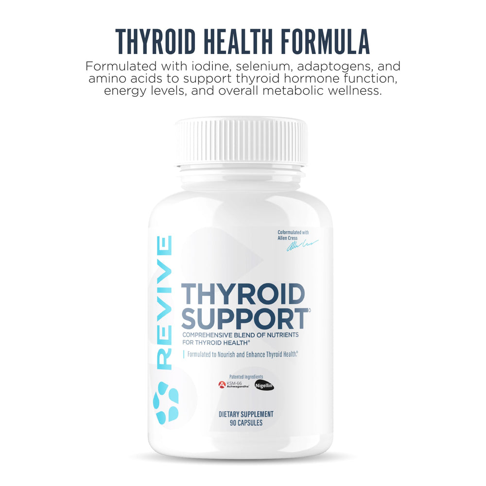 Revive MD Thyroid Support capsules in hand for convenient daily dosing