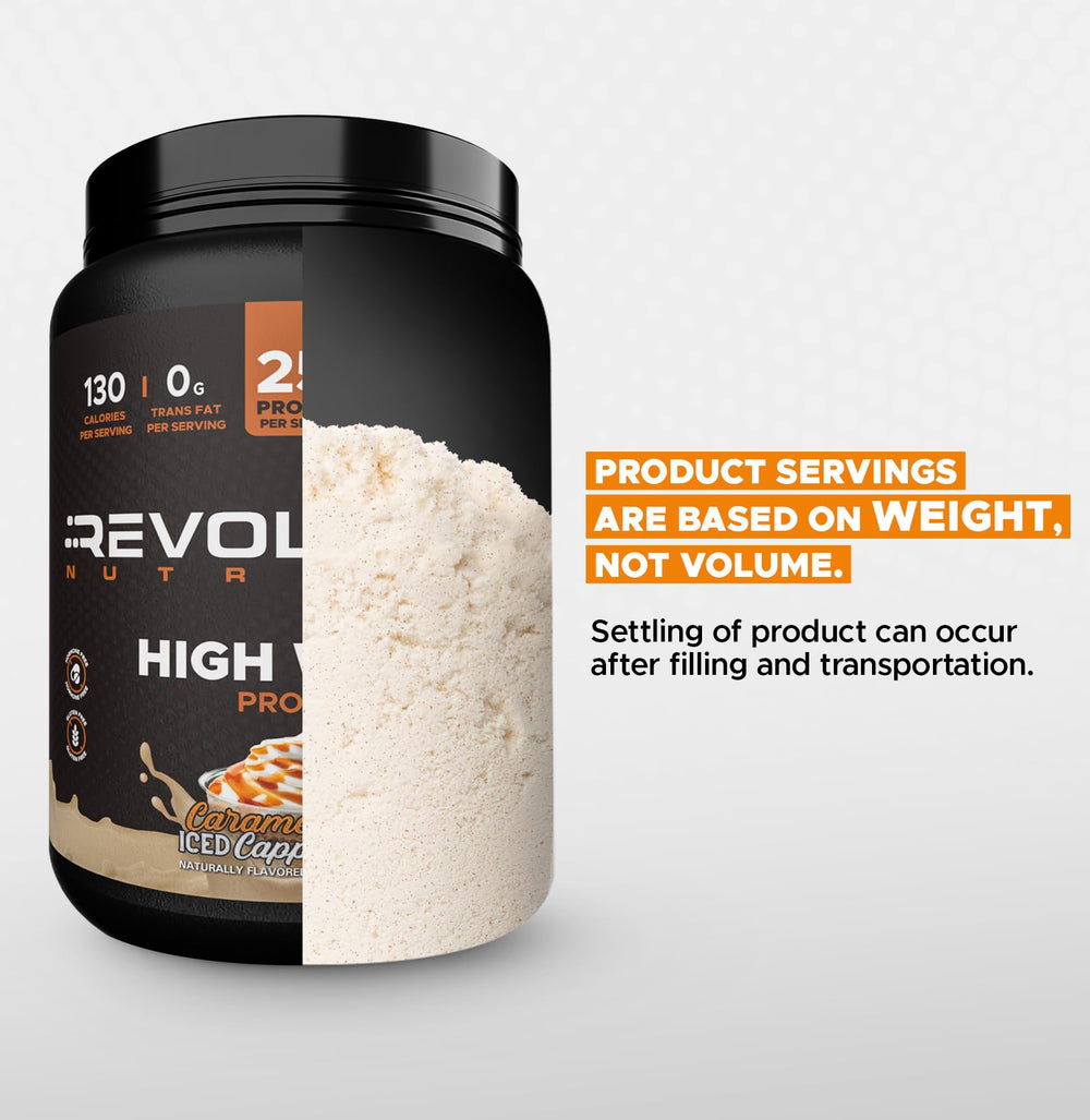 Revolution Nutrition High Whey label close-up highlighting gluten-free formula