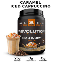 Revolution Nutrition High Whey scoop illustrating 25g protein per serving