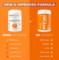 Revolution Nutrition Splash Clear Protein candy peach label close-up.