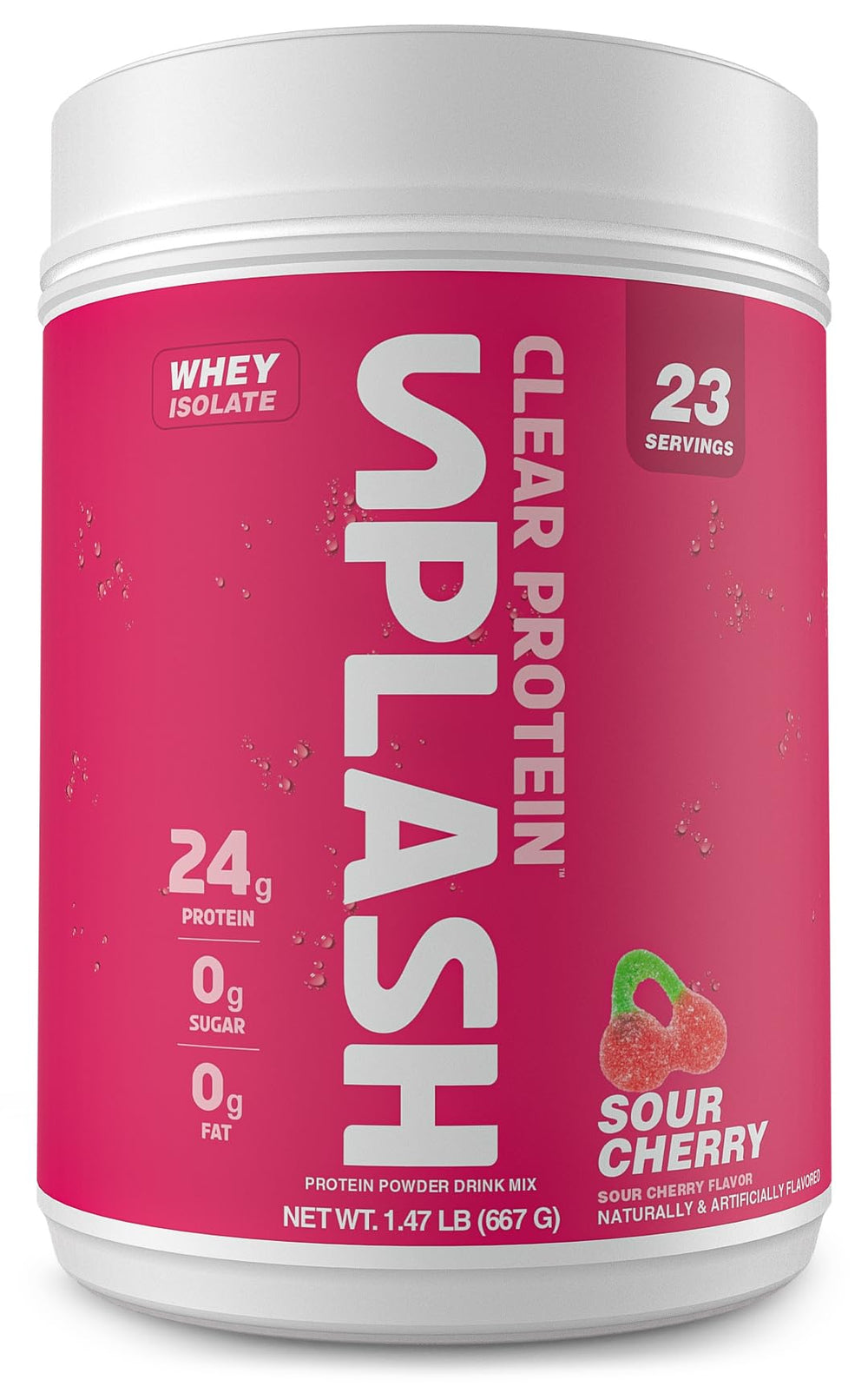 Revolution Nutrition Splash Clear Protein jar showcases candy-flavored protein for a post-workout option.