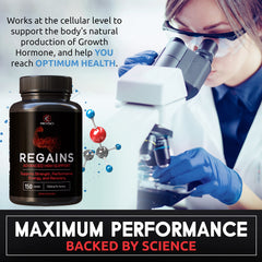 Regains pills on a spoon suggest convenient post-workout nutrient intake.