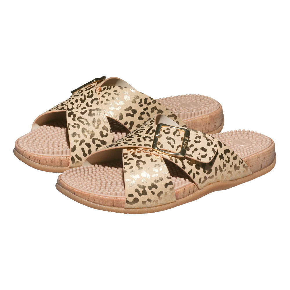 Cross-strap design secures the foot while allowing comfortable movement