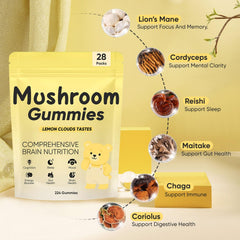 REYUQU Lions Mane sachets pack shows convenient on-the-go daily use.