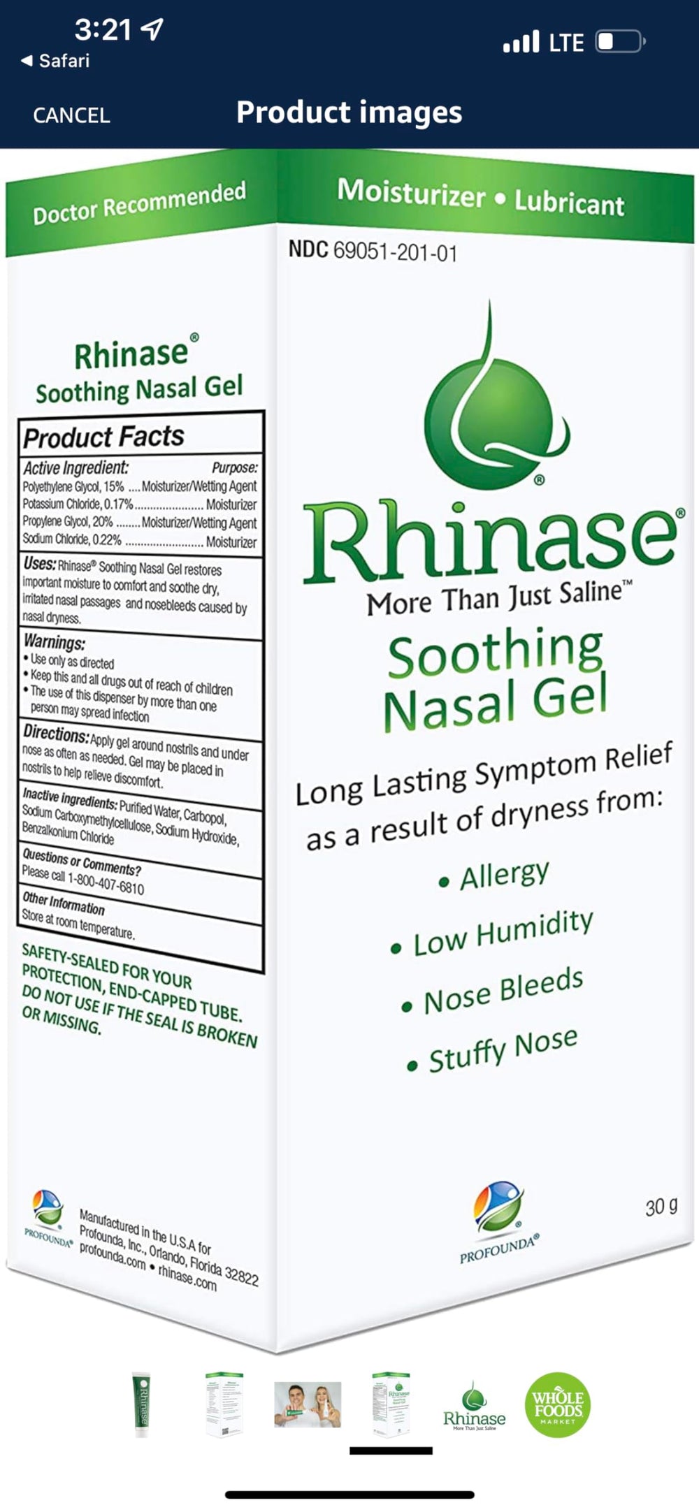 Rhinase saline nasal gel 2-pack box front highlighting doctor recommended, non steroid relief