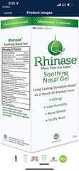 Rhinase saline nasal gel 2-pack box front highlighting doctor recommended, non steroid relief